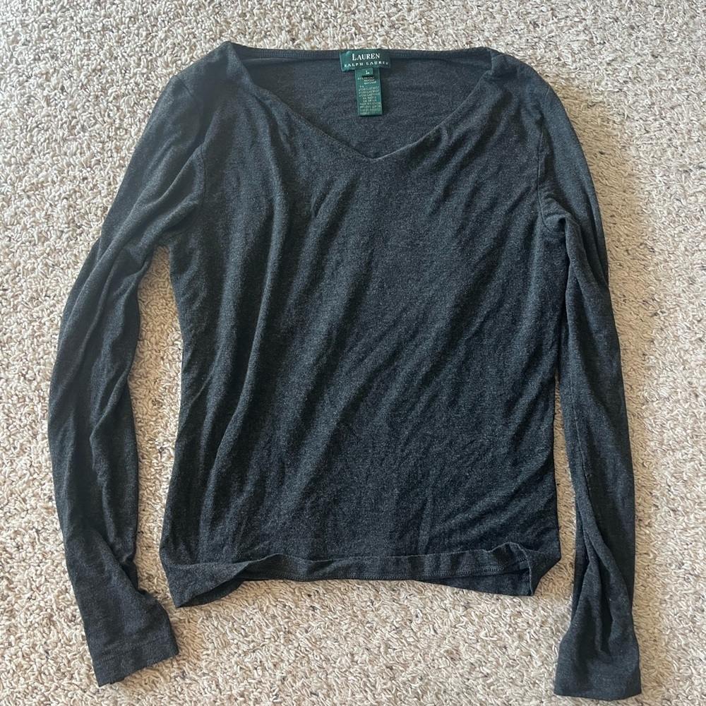 Lauren Ralph Lauren Dark Gray Long Sleeve Top